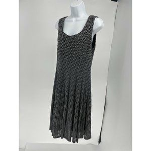 Nine West Black & White Sleeveless A-Line Midi Dress Women's Size 12